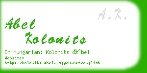 abel kolonits business card